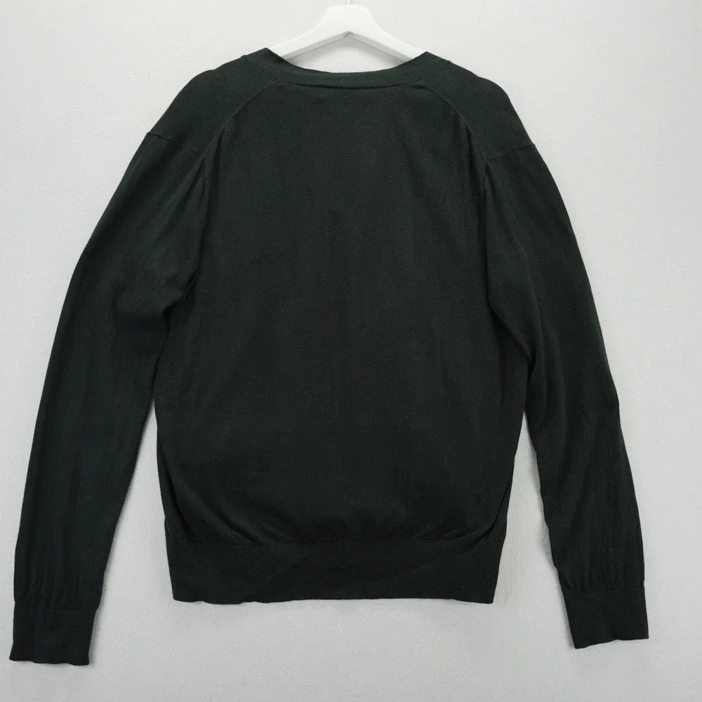 Polo Ralph Lauren Mens Black Pima Cotton Cardigan Sweater Red Pony Logo Size M